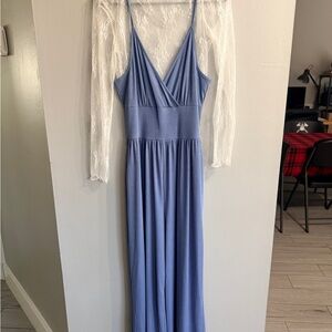 Elegant Blue jumper with Lace shirt